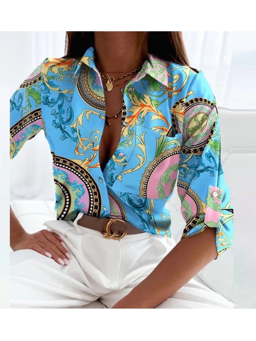 NORACORA Classic Collared Printed Button Down Shirt
